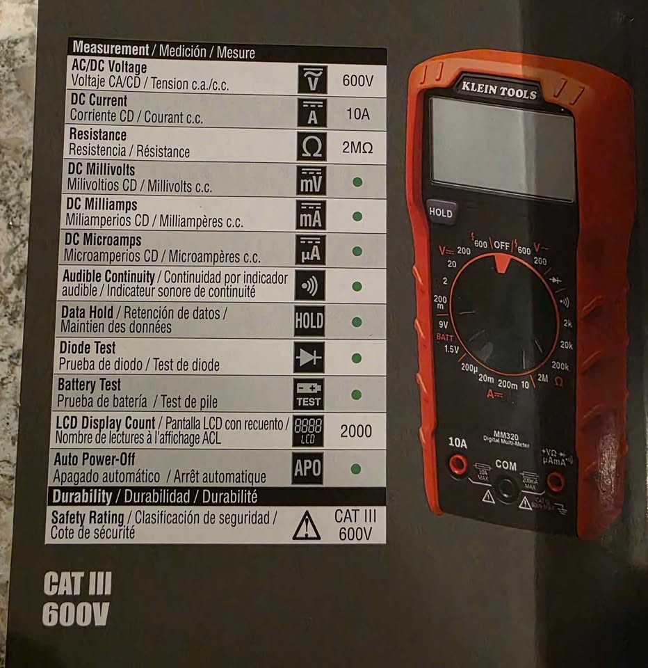 Klein Tools Digital Multimeter and Non-Contact Voltage Tester Set MM320 - 25KIT1