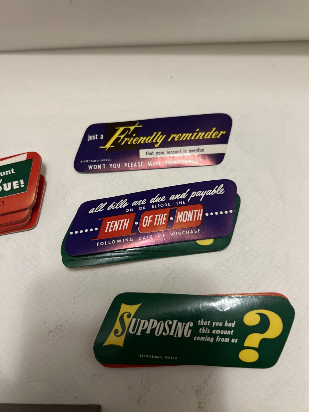 Vintage 1950's Past Due Bill Reminders - Dozens Lick & Stick Style Labels - NOS!