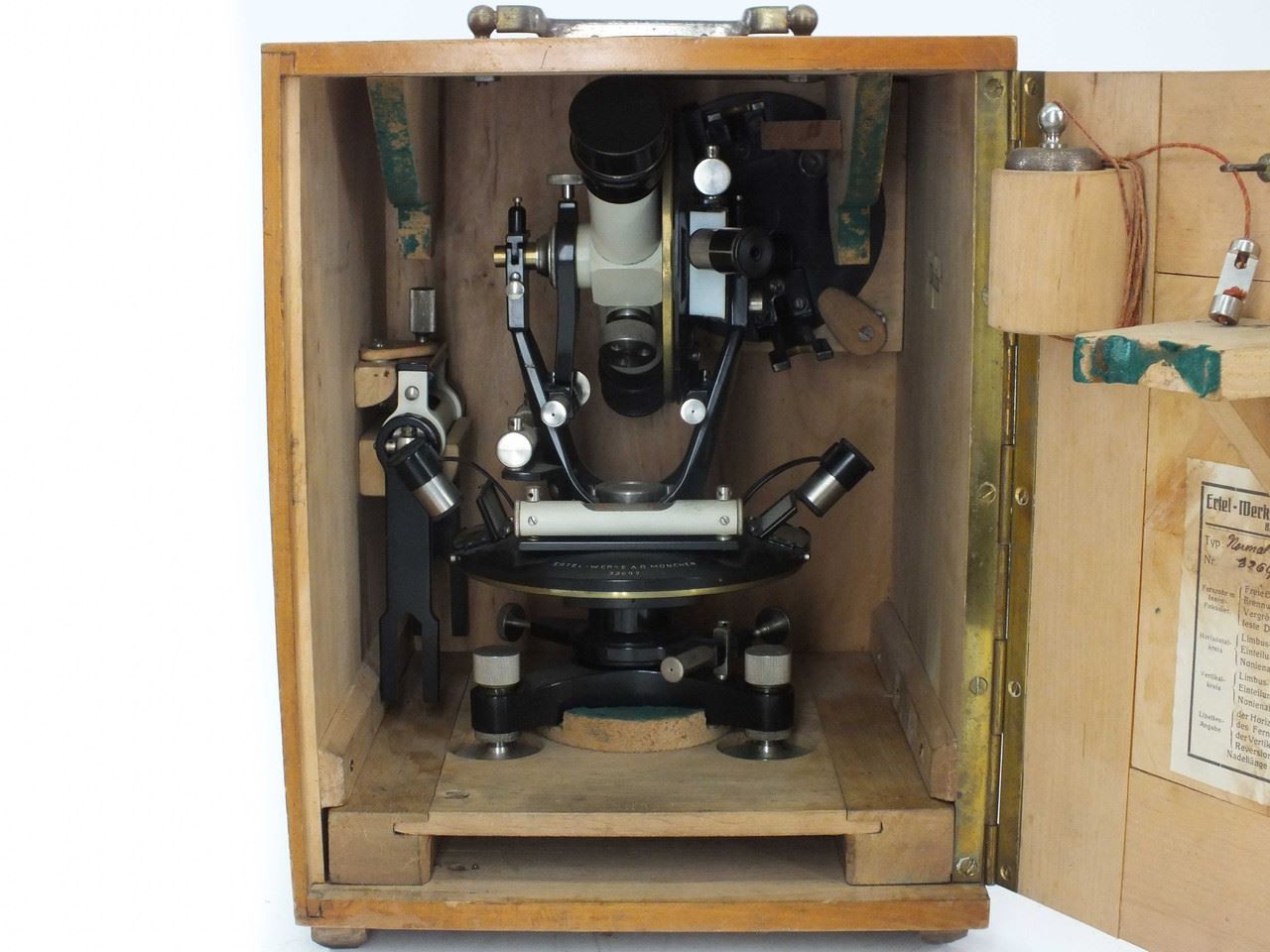 Ertel-Werke Double Circle Theodolite with Compass and Wooden Case 637