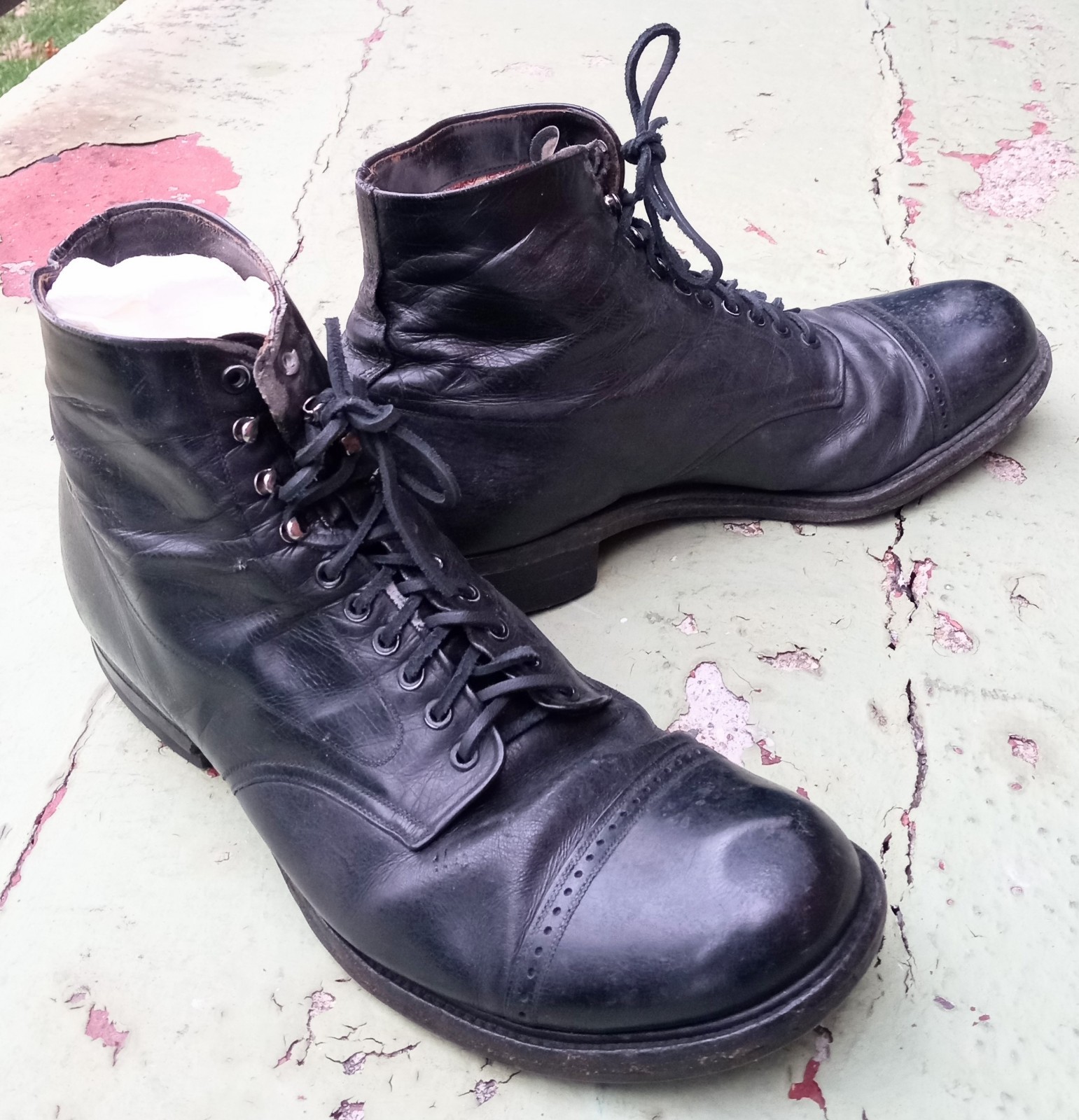Span Am Indian Wars US Boots Black Leather 11" Long Goodrich Heels Volunteers