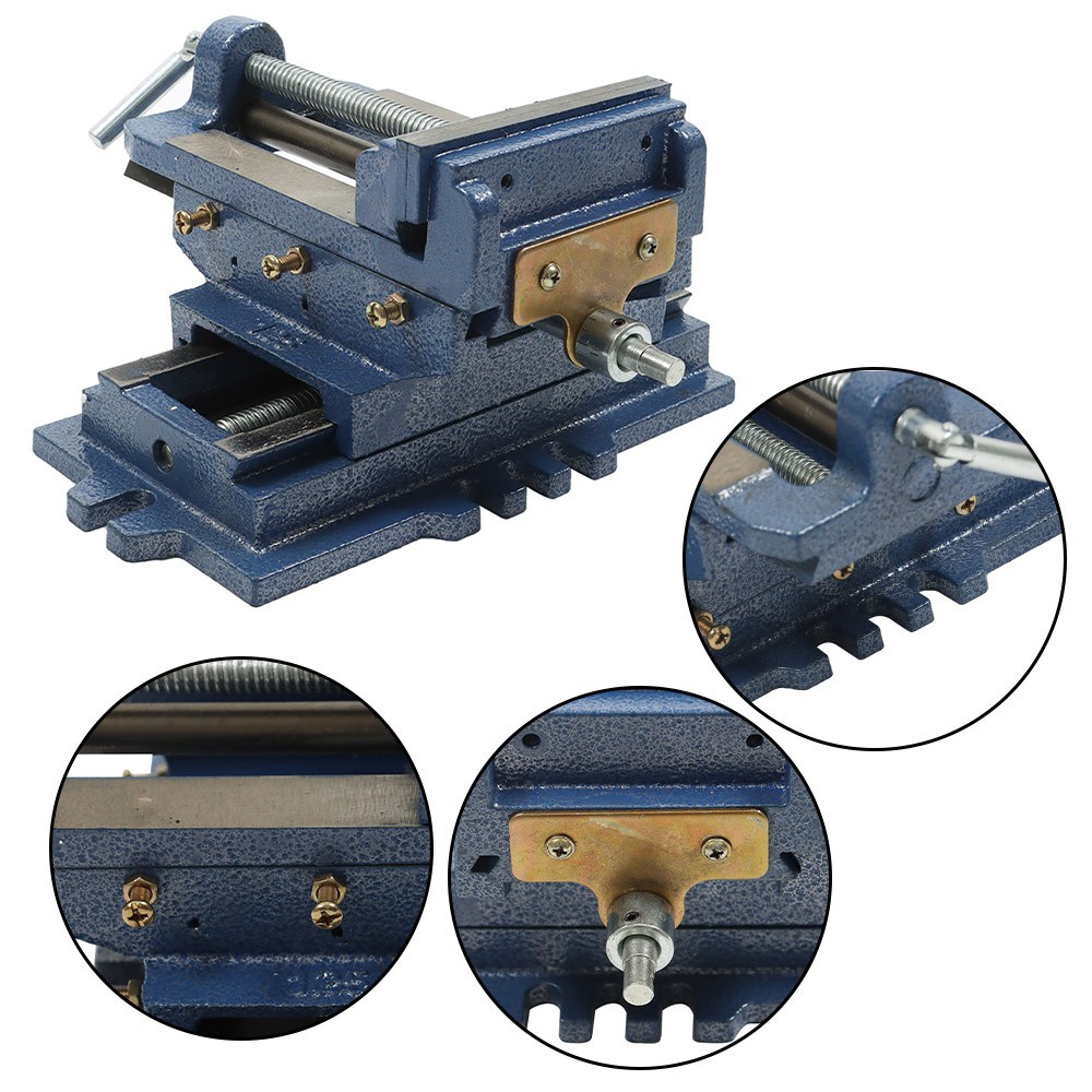 5" Heavy Duty Cross Drill Press Vise Slide Metal Milling 2 Way Clamp Machine Set