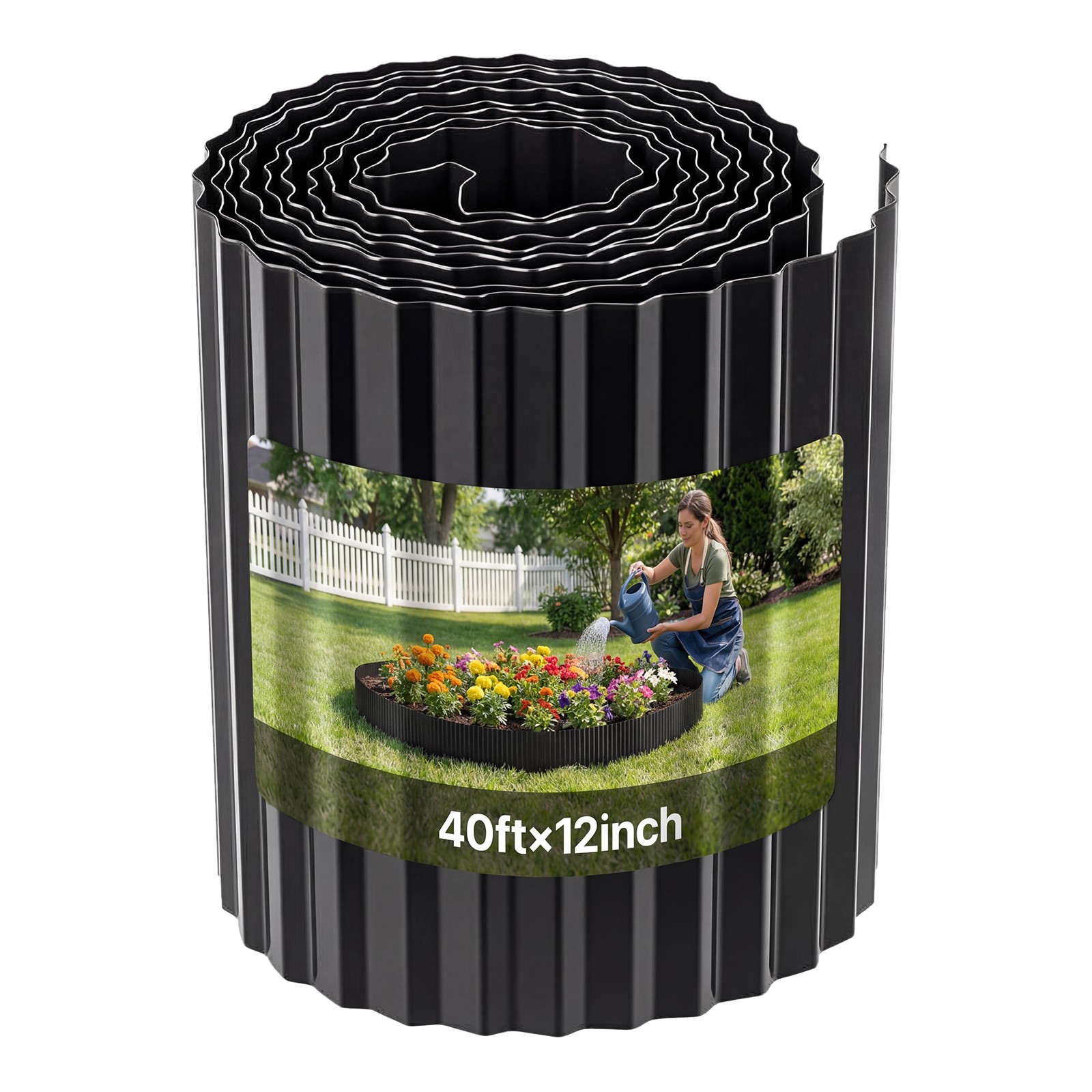 VEVOR Galvanized Steel Landscape Edging 40 ft x 12 in Metal Garden Edging