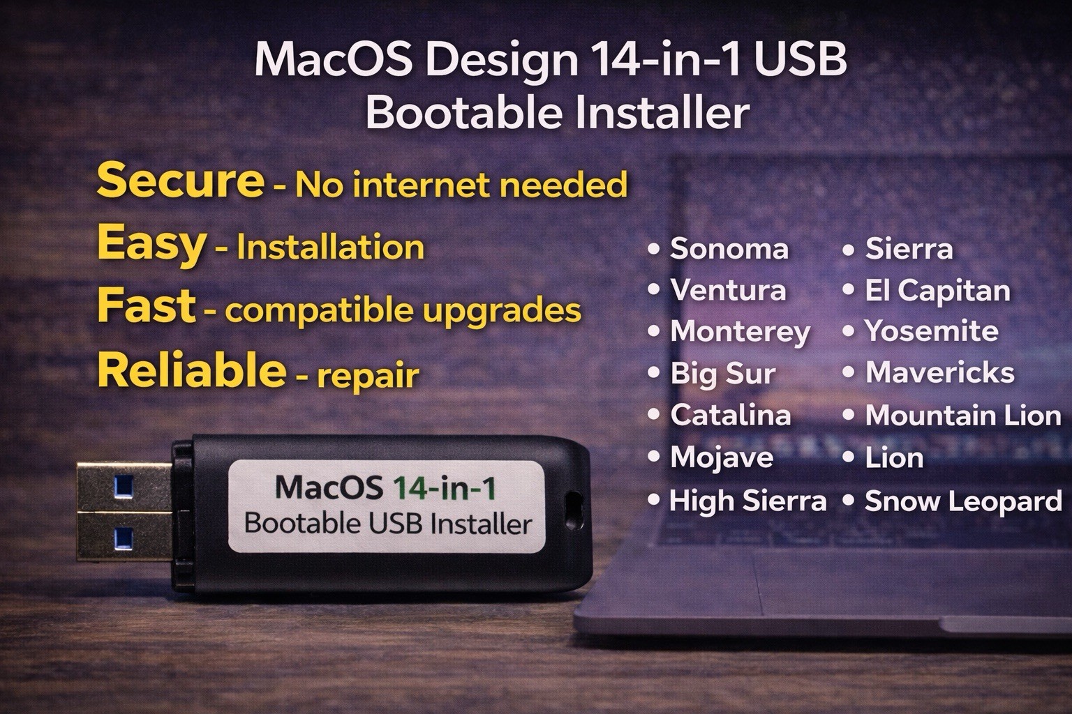 128GB USB 14-in-1 MacOS bootable Installer repair recovery tech support service