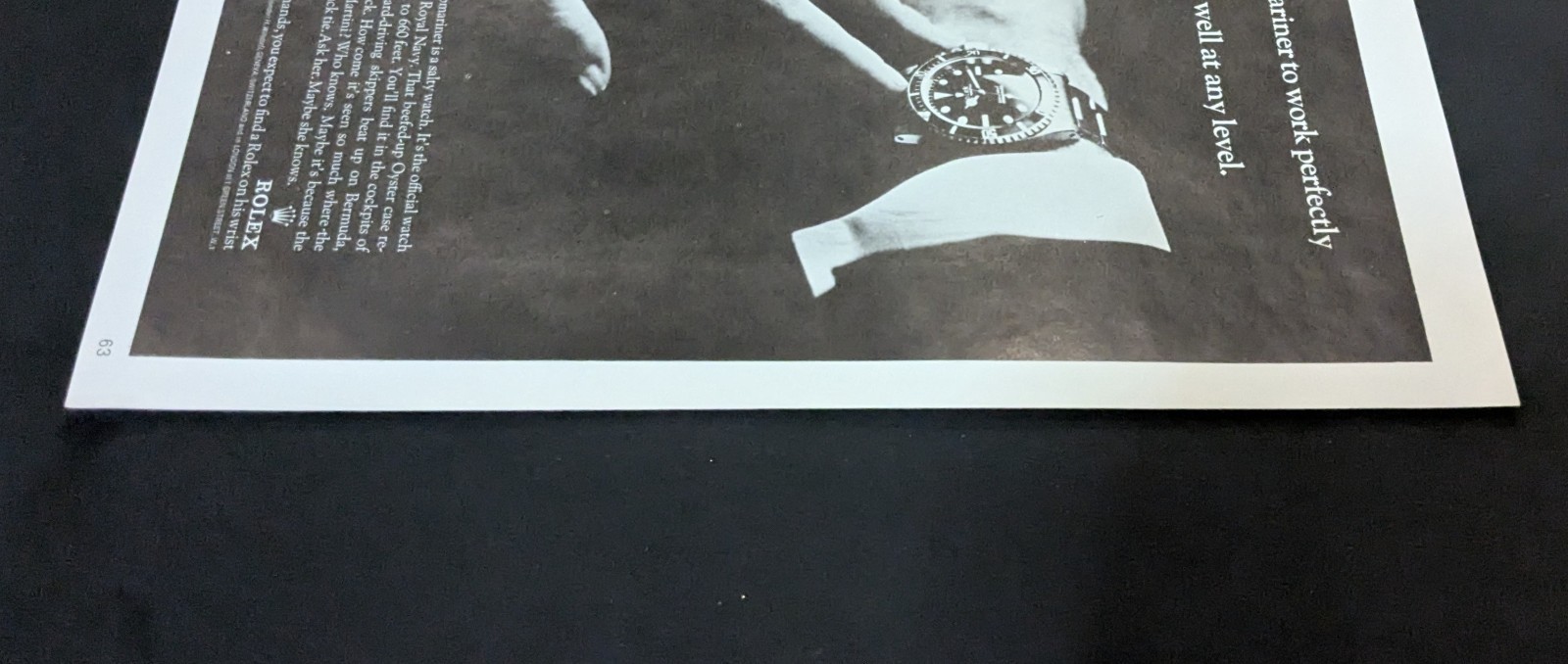 1966 Rolex Submariner 5513 Rare White Border Variation Print Ad 11" x 8.5"