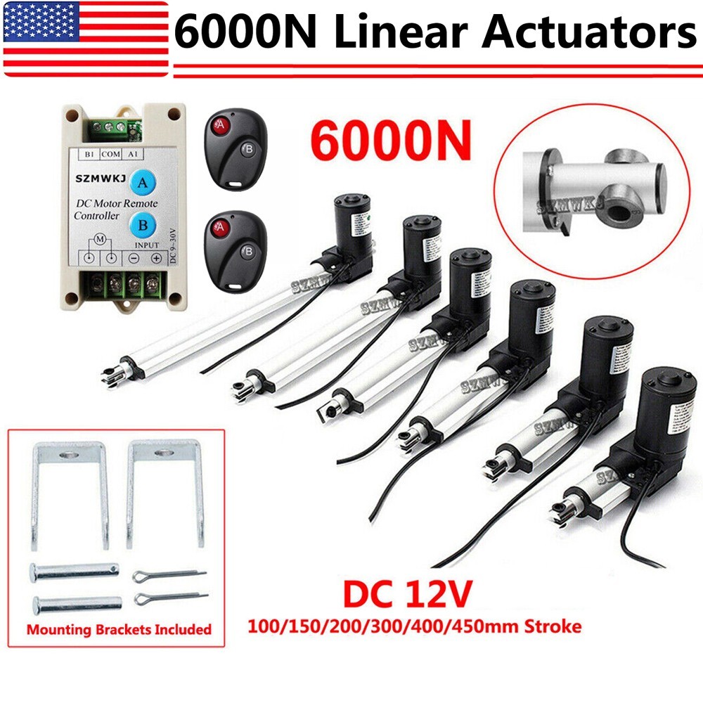 DC 12V Linear Actuator 1320lbs W/ Remote Controller Electric Motor 6000N Lift IG