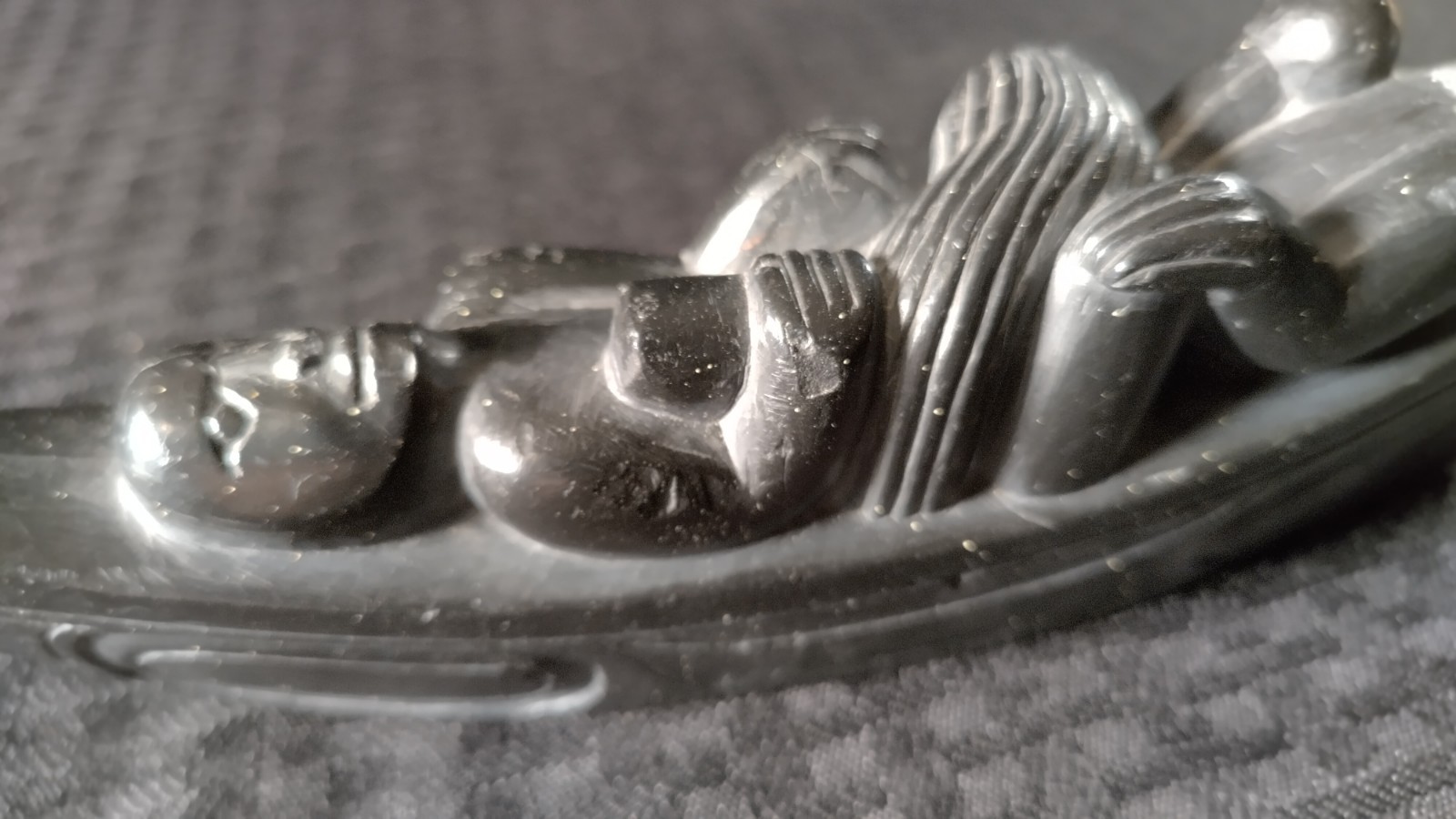 Haida Argillite Canoe Carving W/ Three Figures - Patina Possibly Early 1900s