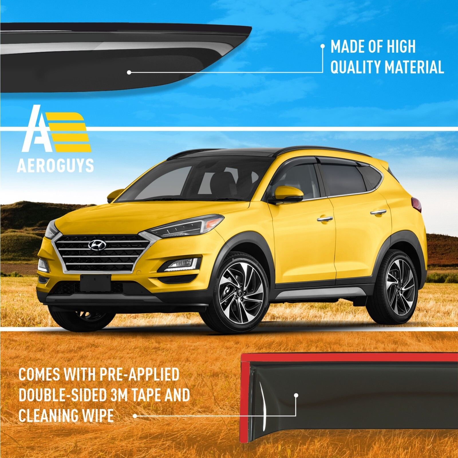 Rain Guards Vent Visors Shade for 2016-2020 Hyundai Tucson