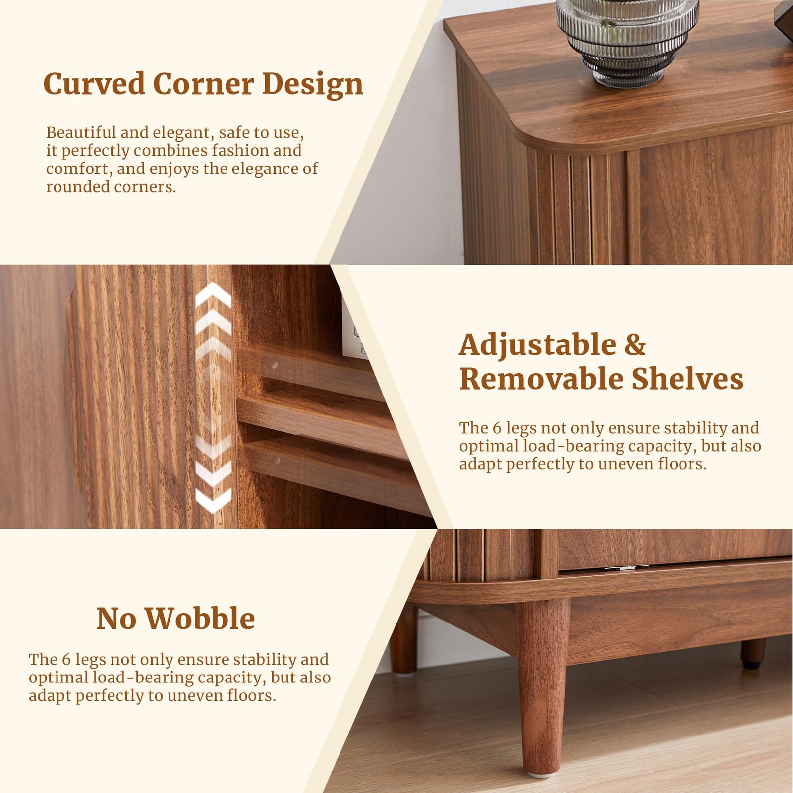 Mid Century Modern TV Stand 60”Wood TV Console with Storage for TVs Up