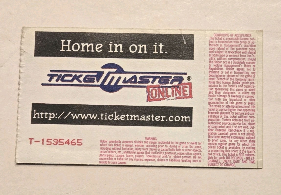 Original Vintage Ticket Stub Ozzy Osbourne July 2, 1996 Roberts Stadium