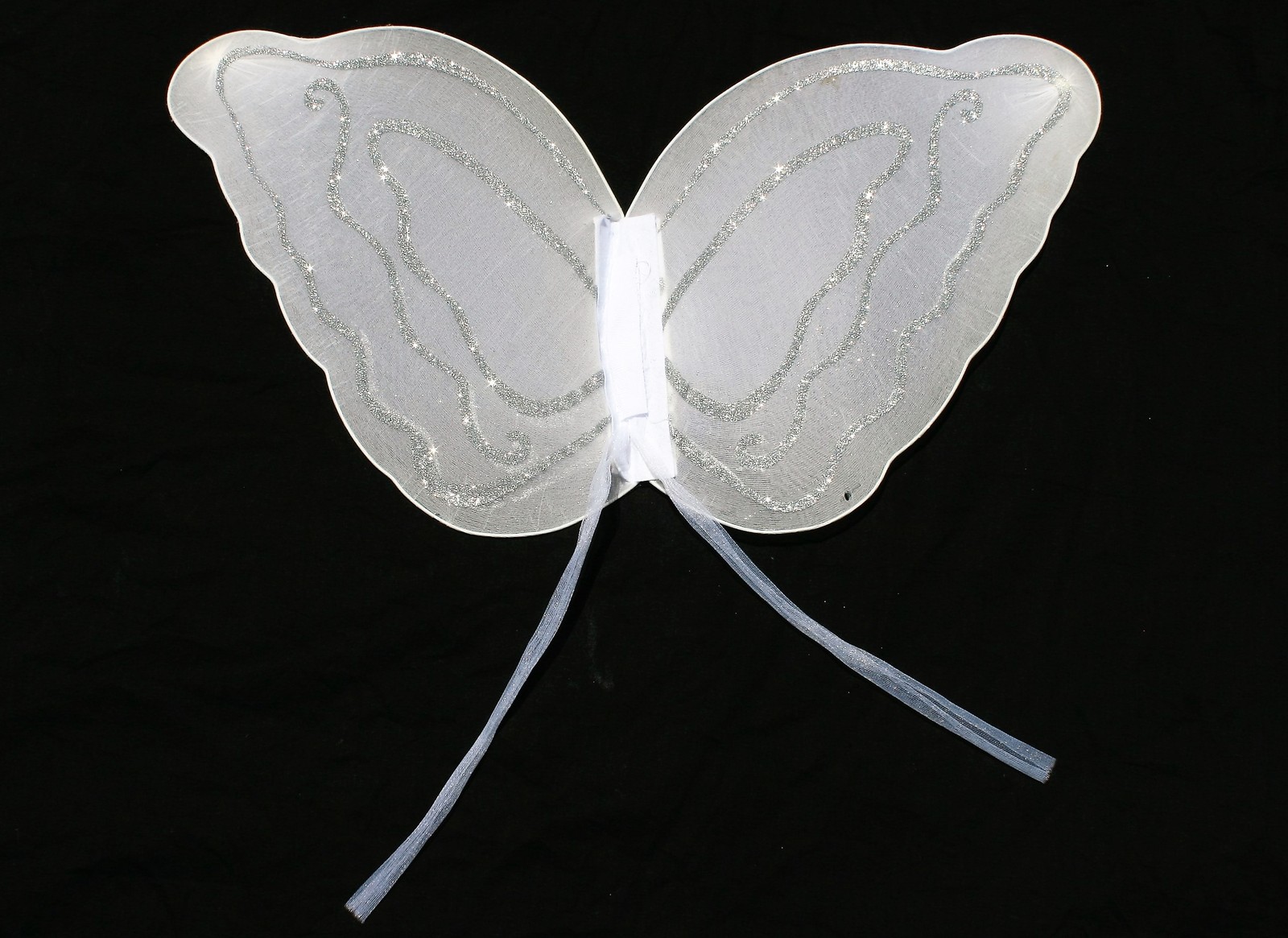 Butterfly Wings White and Silver Child 16 1/2 x 9"