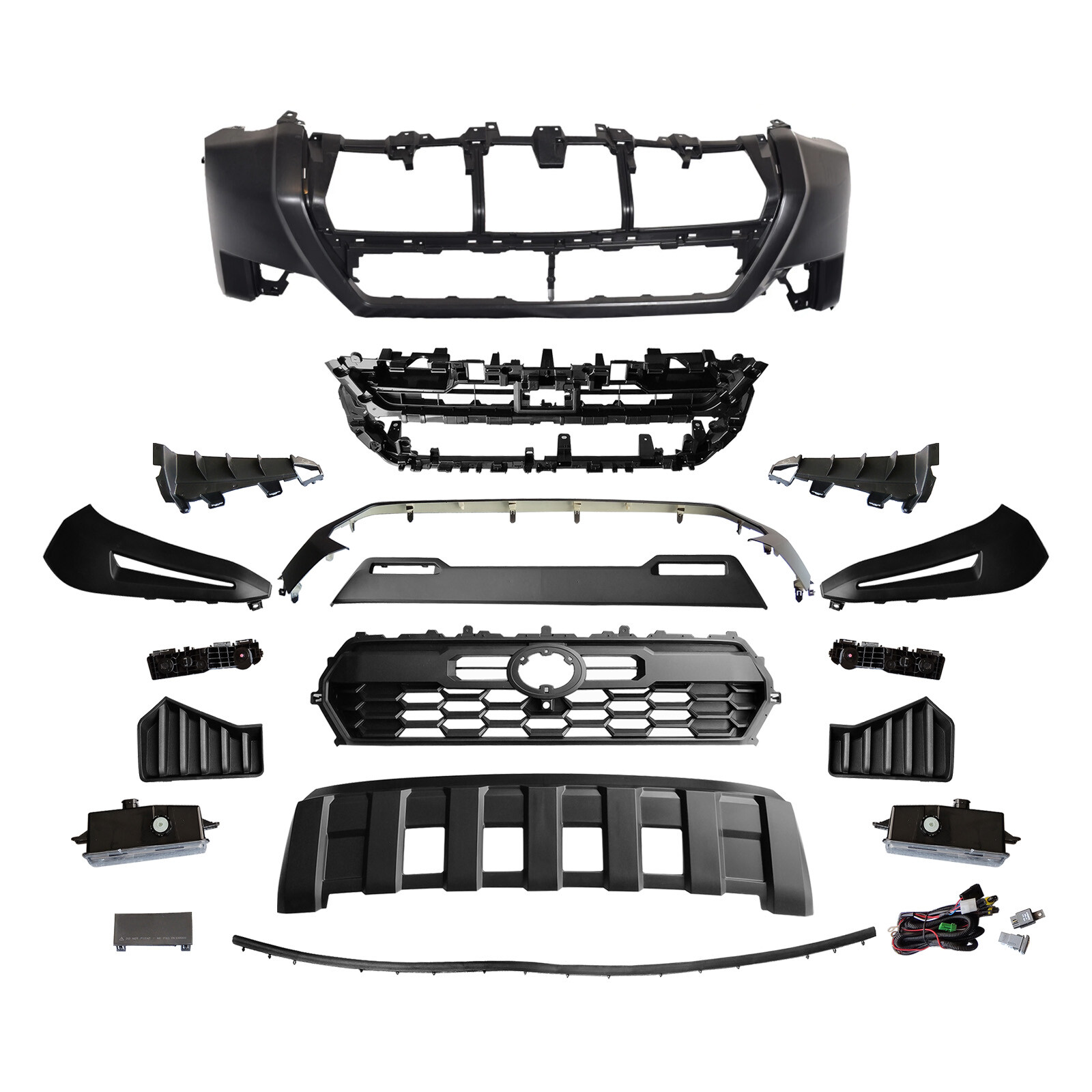 Complete Front Bumper Grille With Fog Bracket Valance For 2024-25 Toyota Tacoma