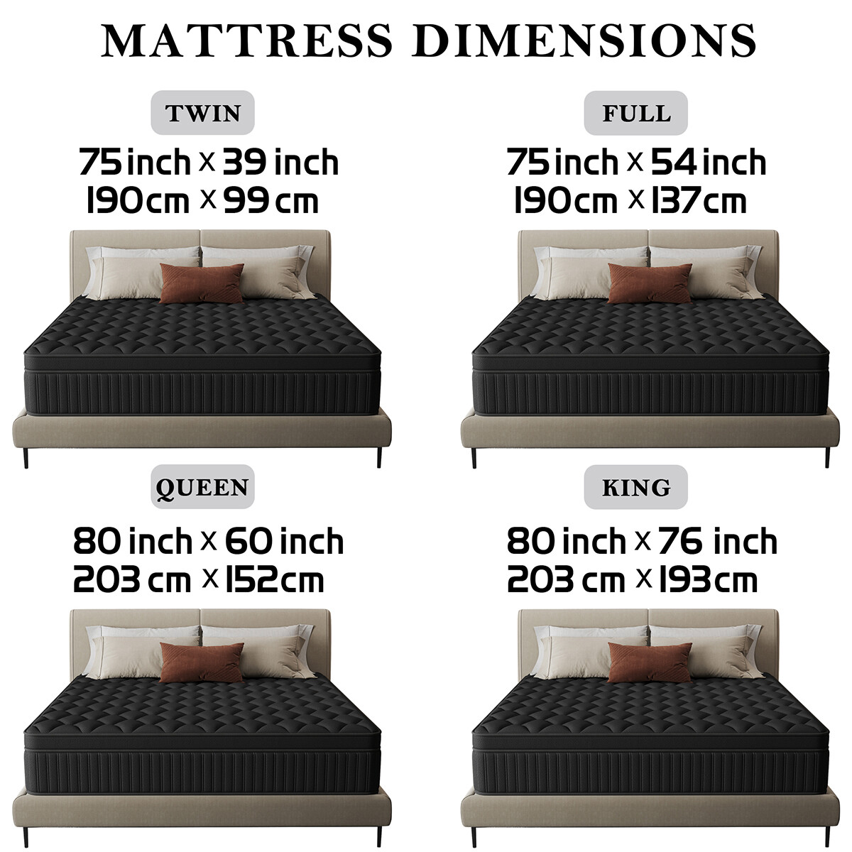 12/14 Inch Queen Size Mattress in a Box Gel Memory Foam Hybrid Pocket Spring Bed