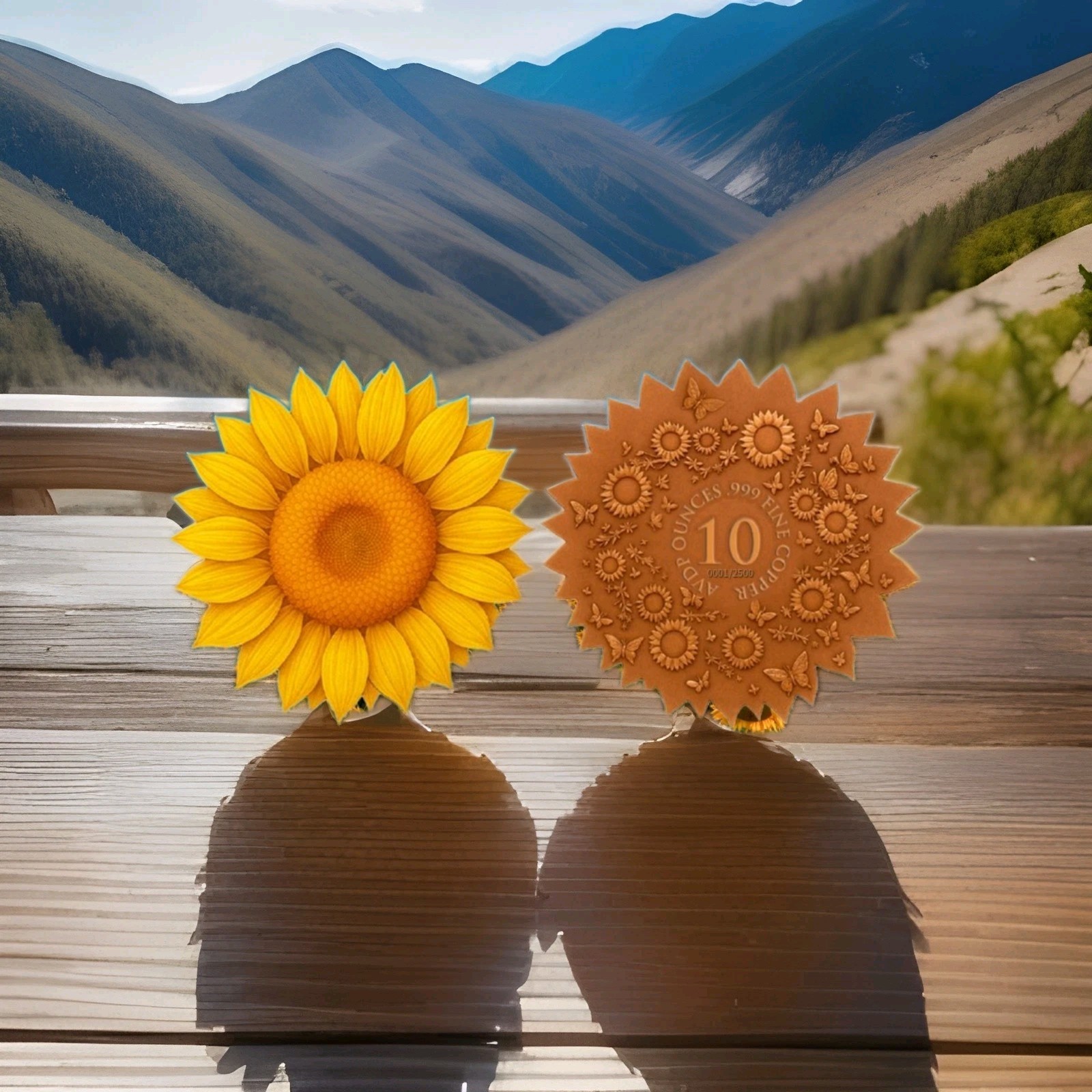 10oz UHR Sunflower Custom Shaped Copper .999 in Capsule PRESALE