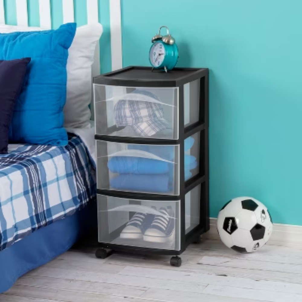 3 Drawer Medium Cart: Plastic Storage Drawers, Portable Utility with Casters