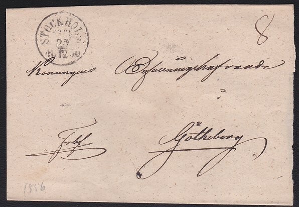 SWEDEN 1856 cover - folded wrapper - ex STOCKHOLM..........................D1474