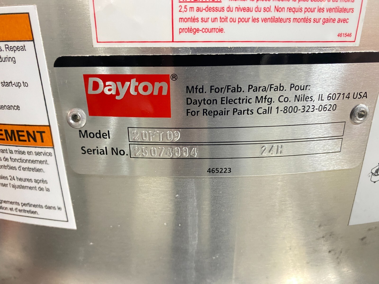 Exhaust Fan/ New Dayton 20FT09 Upblast Fan/ 115/208/230V/ 1 Phase