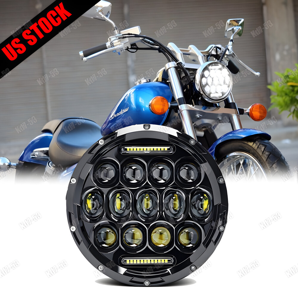 DOT 7 inch Motorcycle LED Headlight Hi-Lo Halo for Honda Shadow Spirit 1100 750