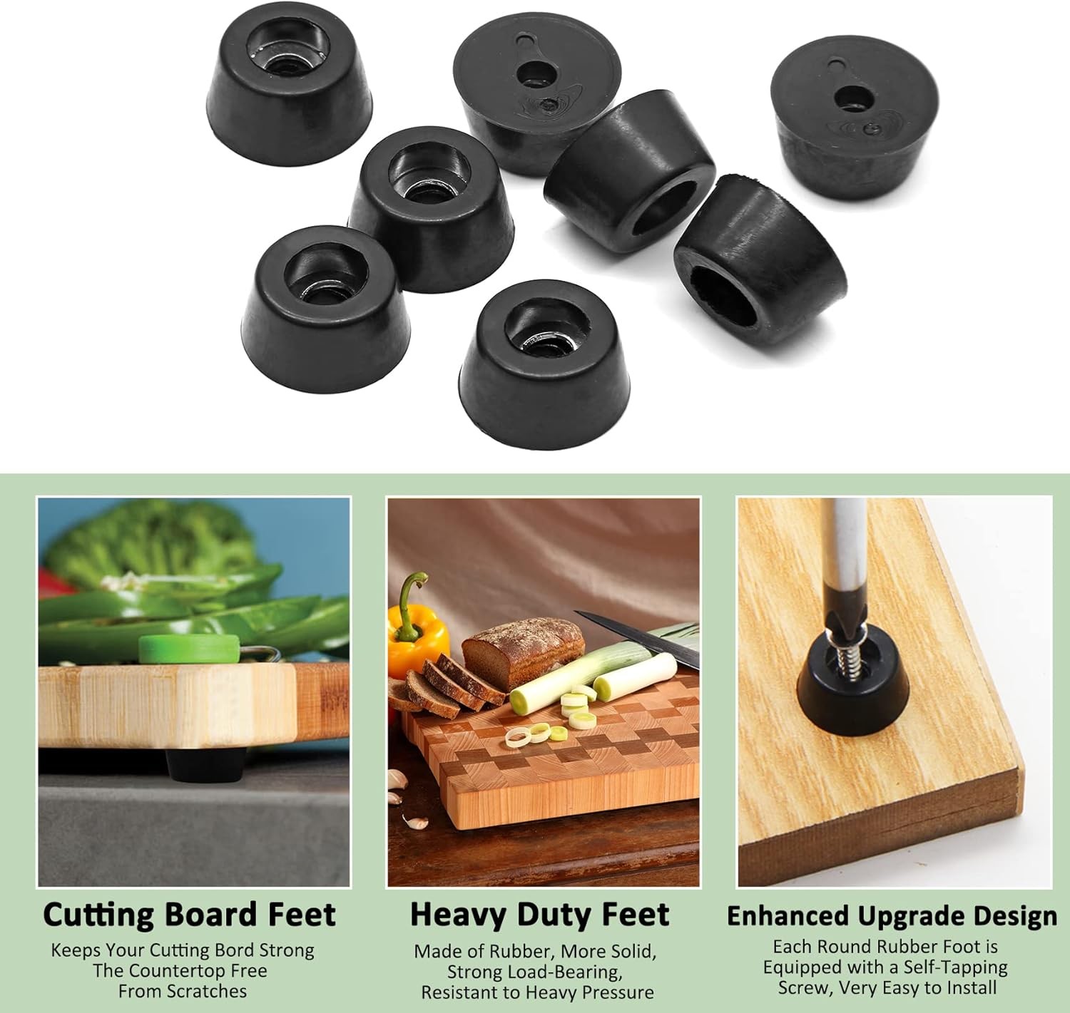 50 Pcs Round Rubber Feet Bumpers Non Slip Cutting Board Feet with Screws