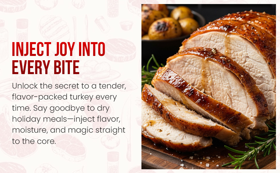 Heavy Duty Meat Injector 304 Stainless Steel - Seasoning Injector -