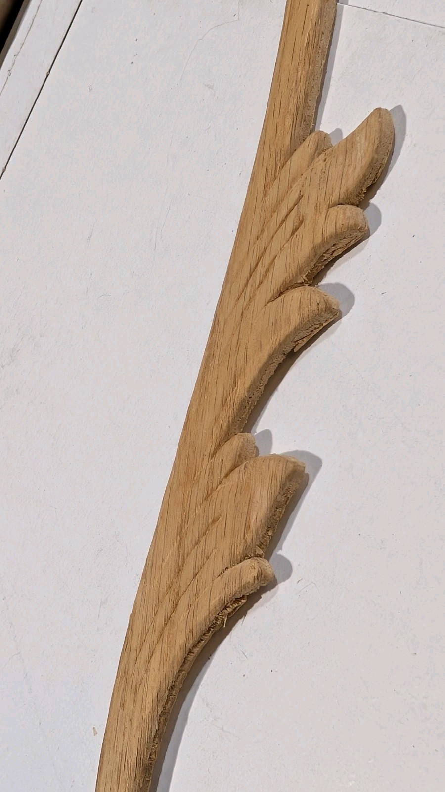 Vintage Red Oak Embossed Wood Appliques Pair 12" Long Scroll Onlay NOS Furniture