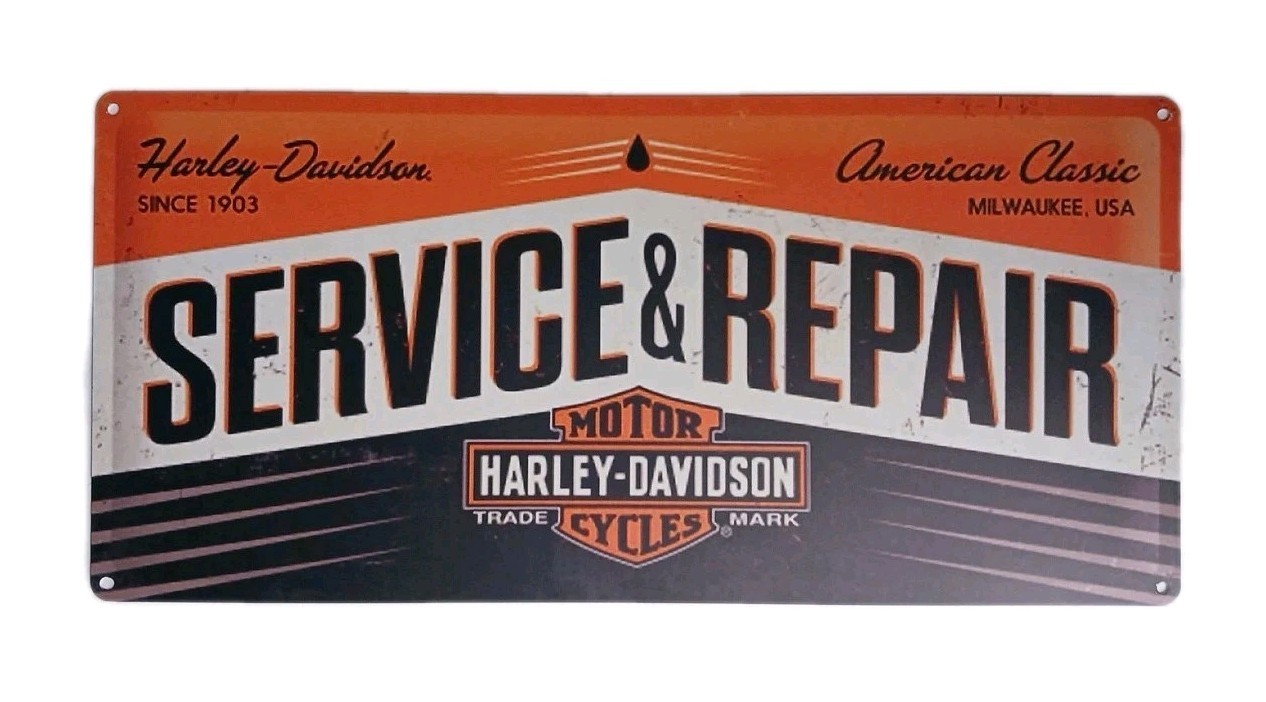 18x8.5 Inch Harley Davidson Motorcycle Service And Repair LARGE Aluminum Sign