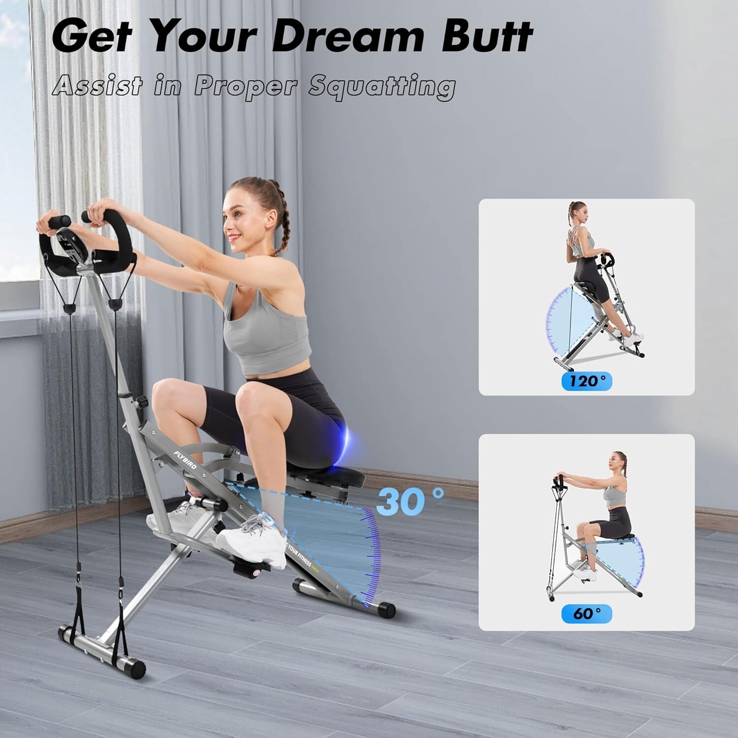 Squat Machine for Home Gym Squat Rowing Machine for Glute Trainer 4 Adjustment