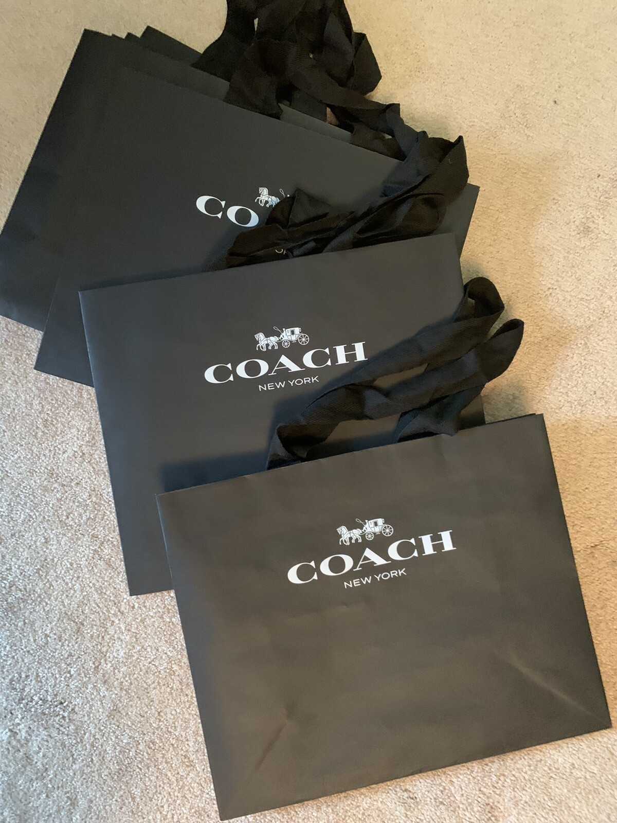 🎀BN Coach Black Gift ~Packing Box~Handle Bag~Envelope Bag~Gift tag Pick Size.🎀