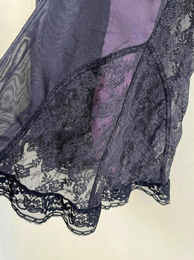 Victoria’s Secret Lace Babydoll Bustier Whimsey Goth Fairy Goth Black Purple 34B