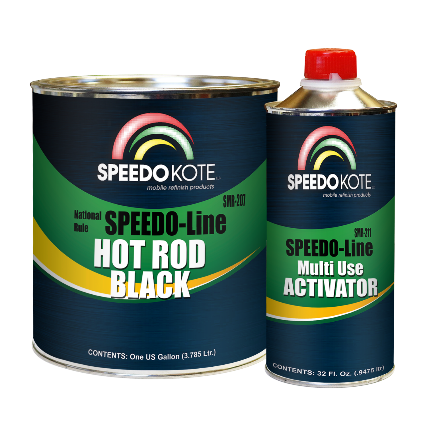 Hot Rod Black Paint, Satin 2K Urethane, 4:1 Gallon Kit w/Activator, SMR-207/211