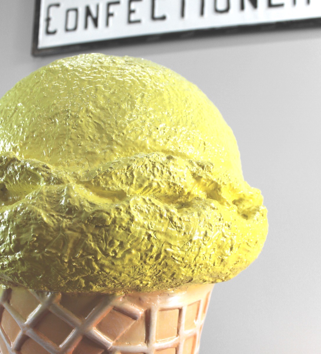 Standing Lemon Sherbet Ice Cream Cone Display Sign 3 Ft