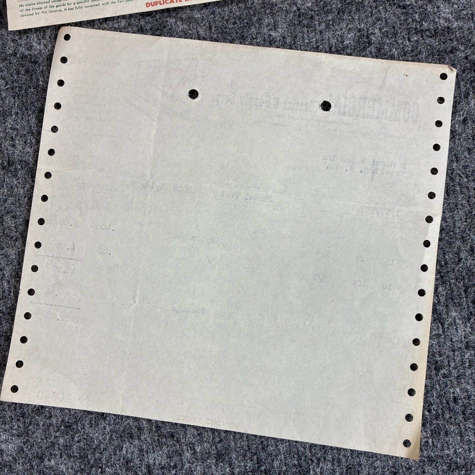 1955 & 1967 Commercial Plastics Invoices to M Marsh & Son Cigar Co Wheeling WV