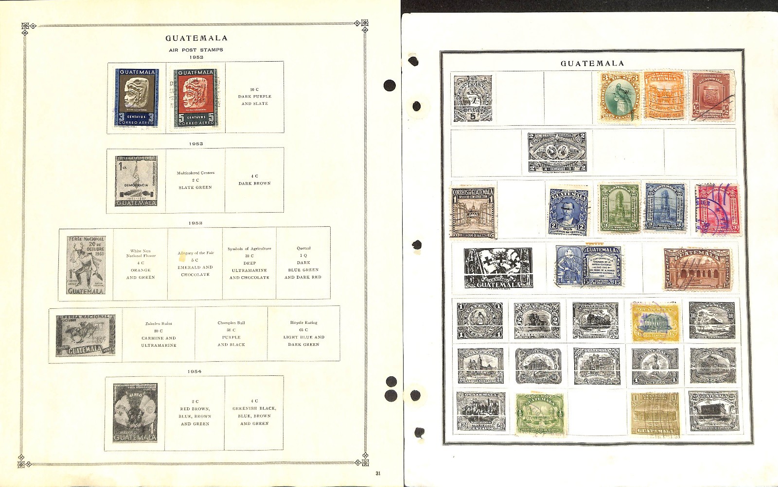 Guatemala Stamp Collection on 19 Scott International Pages, 1871-1953 (BE)