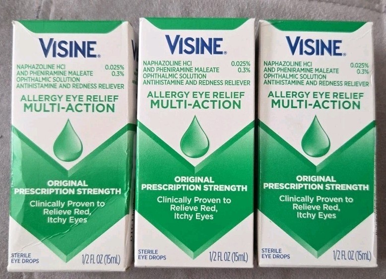 (3) Visine Allergy Eye Relief Multi-Action Antihistamine Redness Reliever Drops