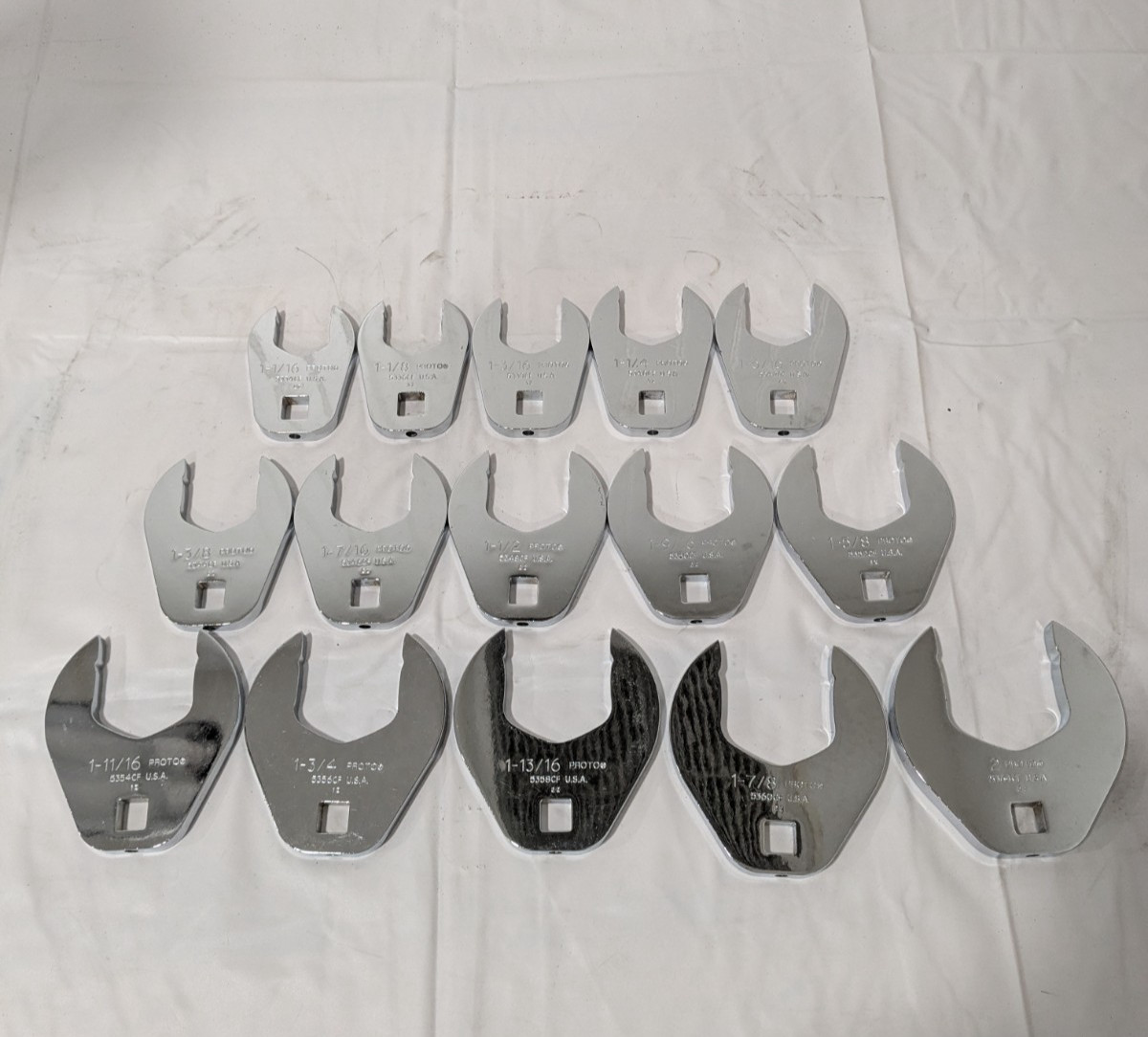 Proto 15 Pc 1/2" Drive Open End Crowfoot Wrench Set 1-1/16 to 2" J53001CF