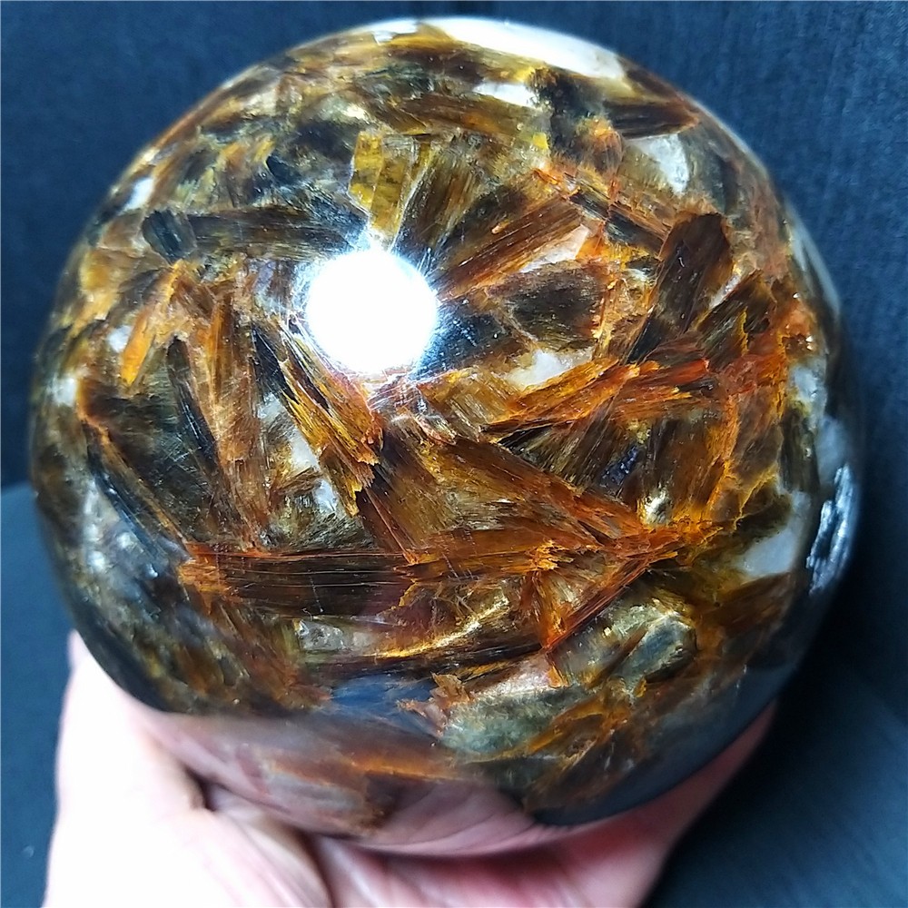 RARE 3200G Natural Brown Tourmaline Unicorn Gem Mica Symbiotic Stone Ball AC1013