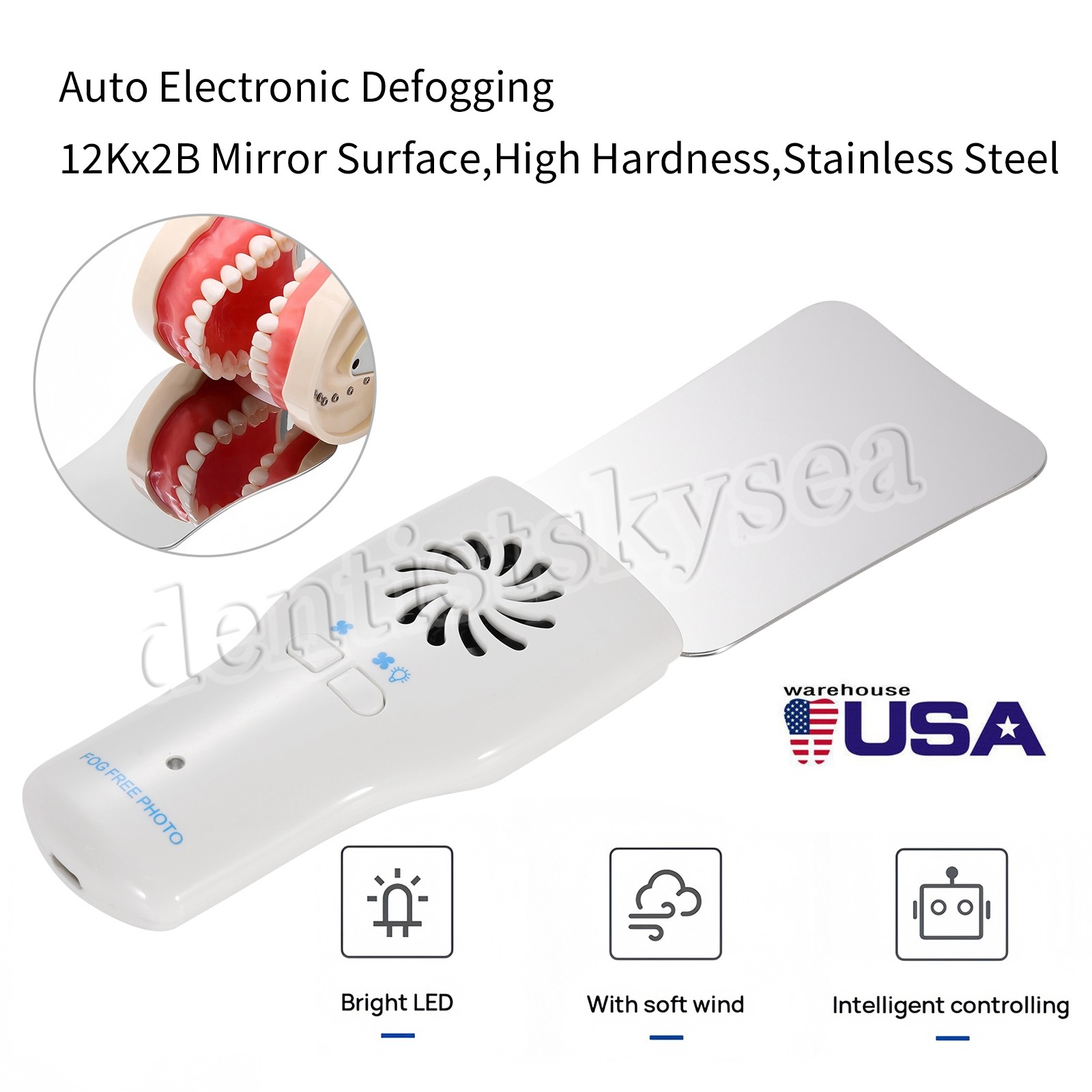 Dental LED Automatic Anti-fog Mirrors for oral photography Reflector Defog DT