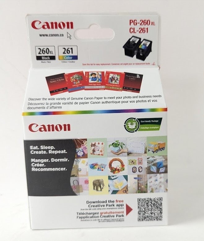 Canon PG-260XL Black & CL-261 Value Pack Printer Ink Cartridges - Genuine OEM