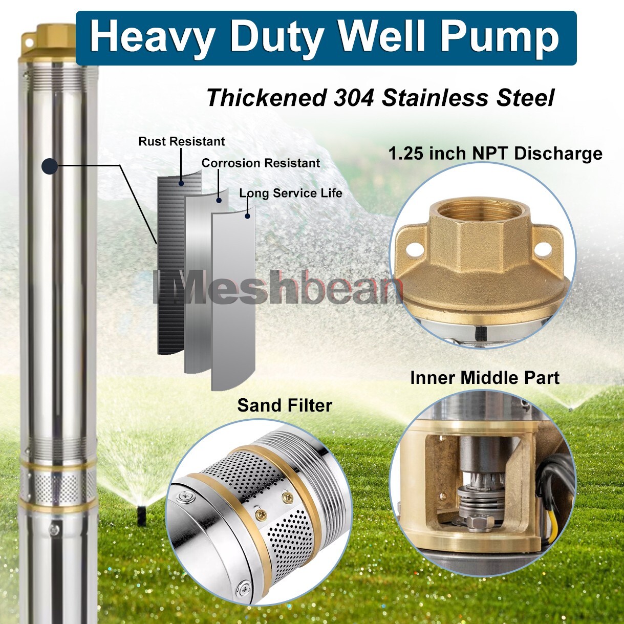 4" 600W Solar Pump Submersible Pump Bore Deep Well Pump+MPPT Controller DC 48V