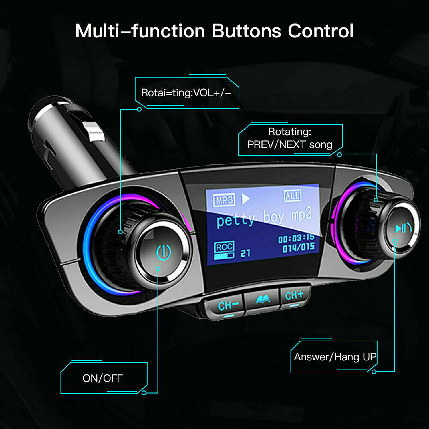 Bluetooth Car FM Transmitter MP3 Player Hands free USB Charger Radio Adapter Kit