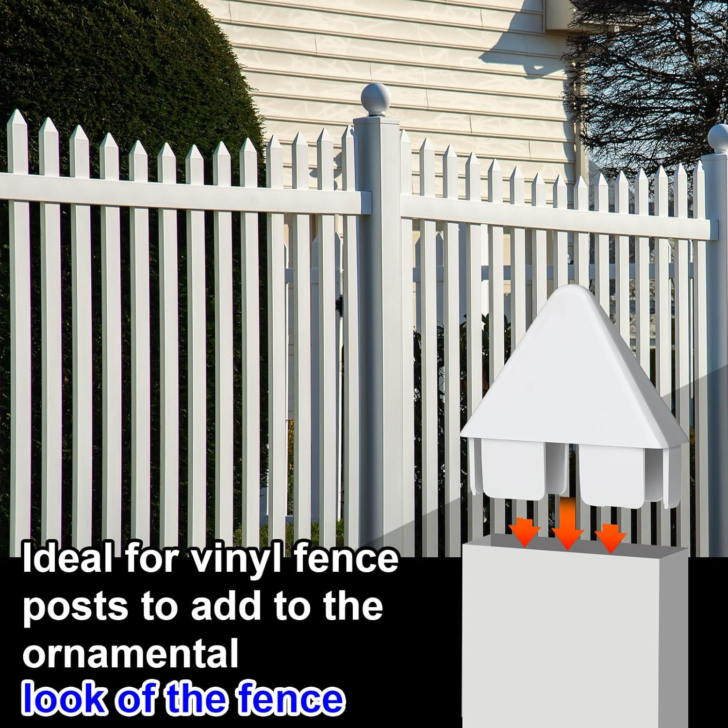 8 Packs Vinyl Picket Fence Caps 7/8" X 3" Vinyl Picket Fence Parts White Post Ca