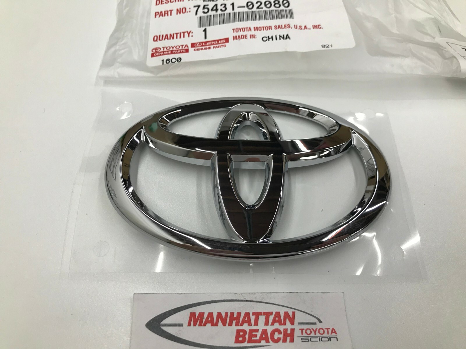Front Grille Emblem Chrome Badge w/Adhesive for 2014-2016 Toyota Corolla Emblem