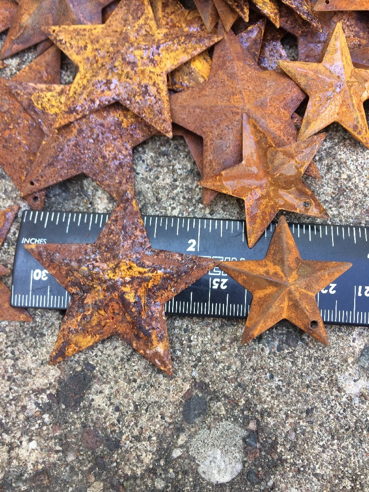 Set 20 Rusty Stars 10- 2.25" & 10- 1.5" Country Metal Barn Star Craft Supplies *
