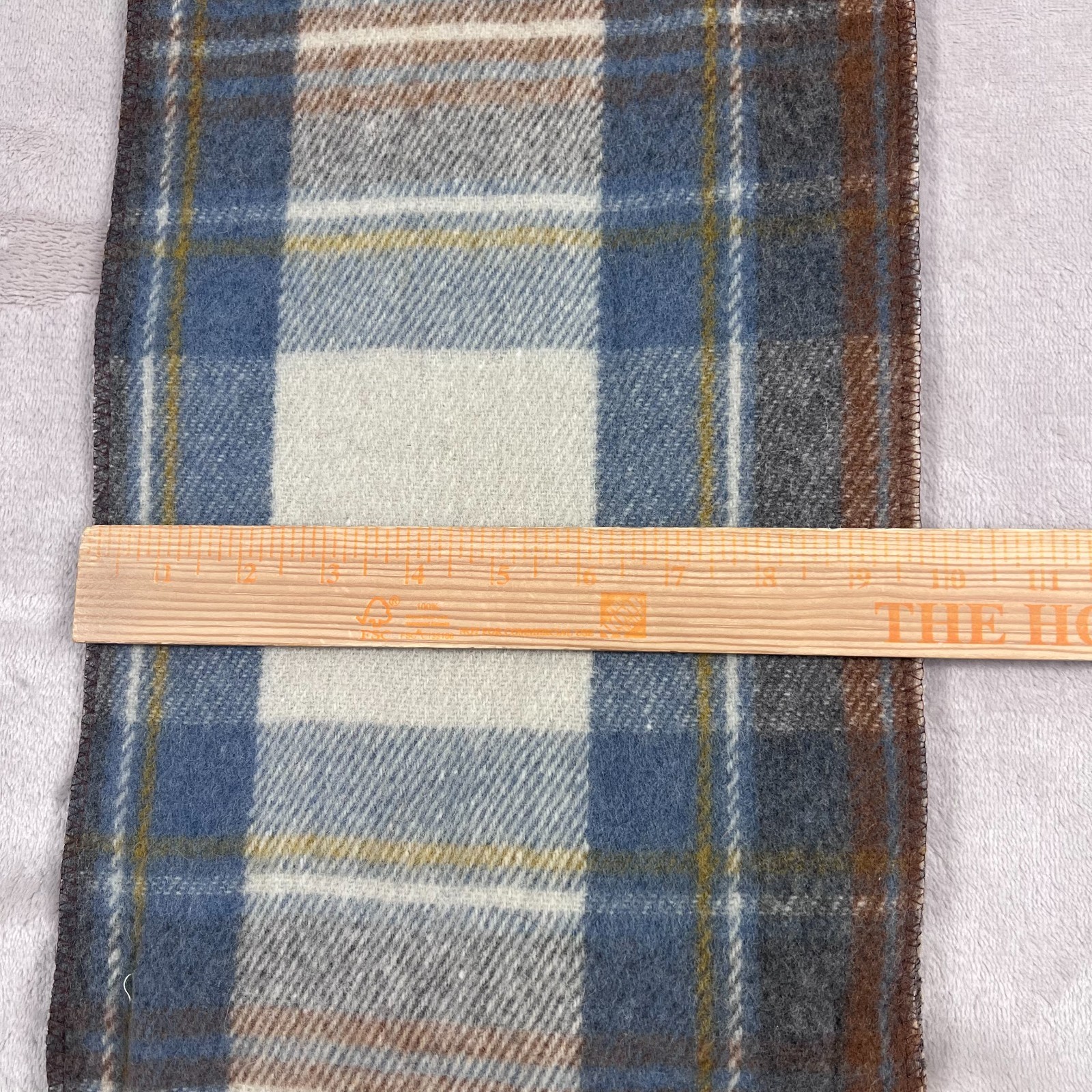 Patrick King Pocket Scarf One Size Stewart Muted Blue Tartan Merino Wool NEW