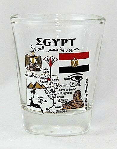 EGYPT LANDMARKS AND ICONS COLLAGE SHOT GLASS SHOTGLASS