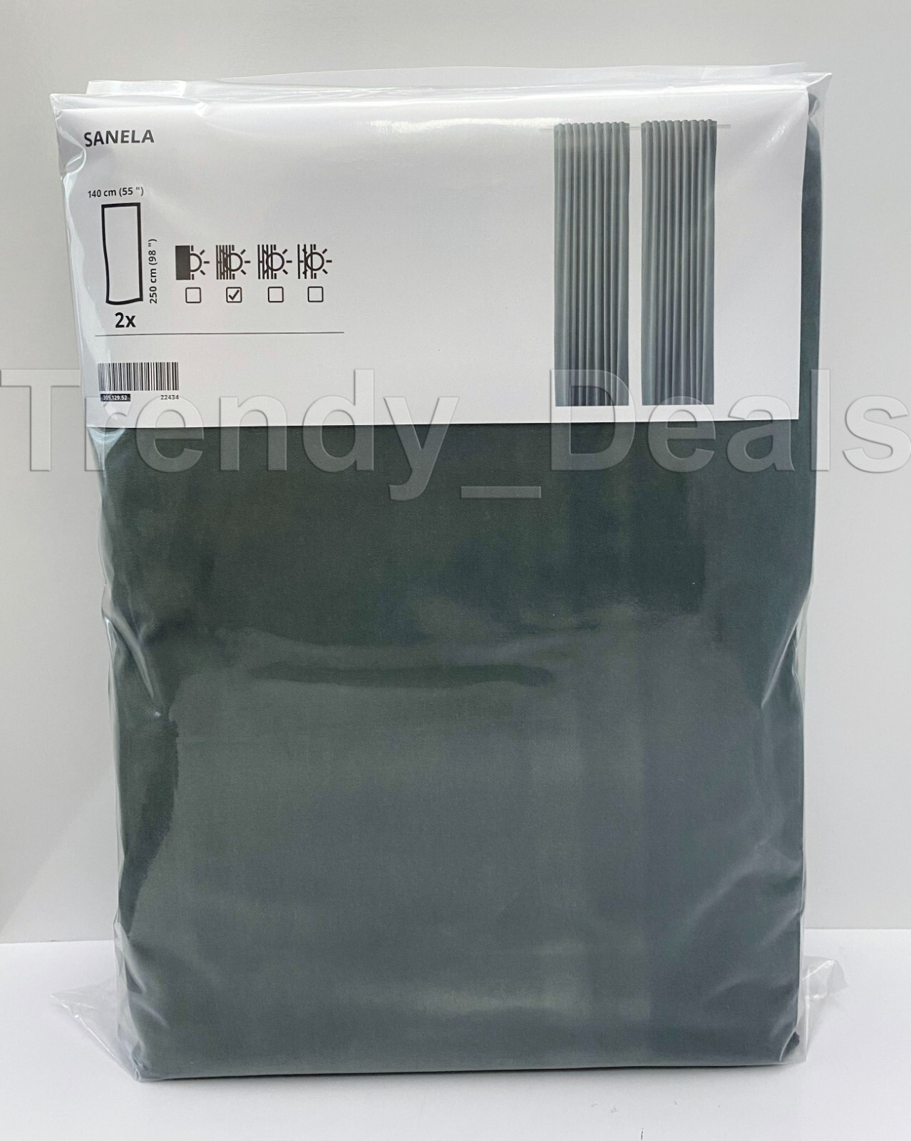 Ikea SANELA Velvet Curtains Room Darkening 2 Panels 1 pair Gray-Green 55" x 98"