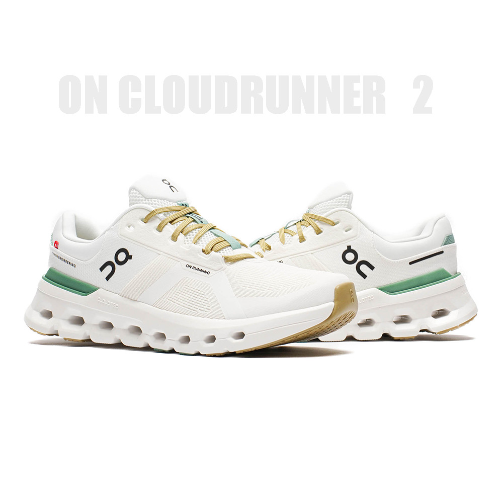 ON Cloudrunner 2 Undyed/Green Running Shoes Superfoam Comfort Women's Sneakers