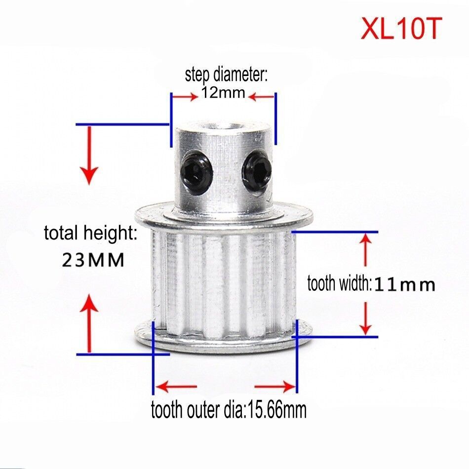 XL 10T-100T Timing Belt Pulley Synchronous Wheel Select Bore For 10mm Width Belt