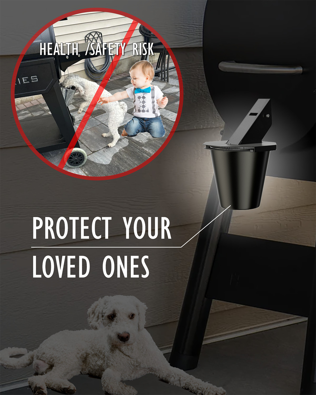 Upgraded Grease Bucket with Lid, Drip Bucket for Traeger, Pit Boss, Z Grills