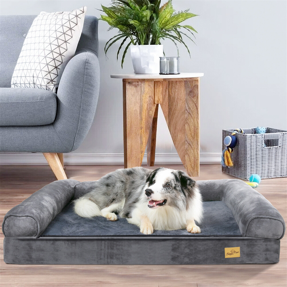 Elevated Orthopedic Dog Bed Pet Sofa w/ Headrest Washable Cover for Large Dogs