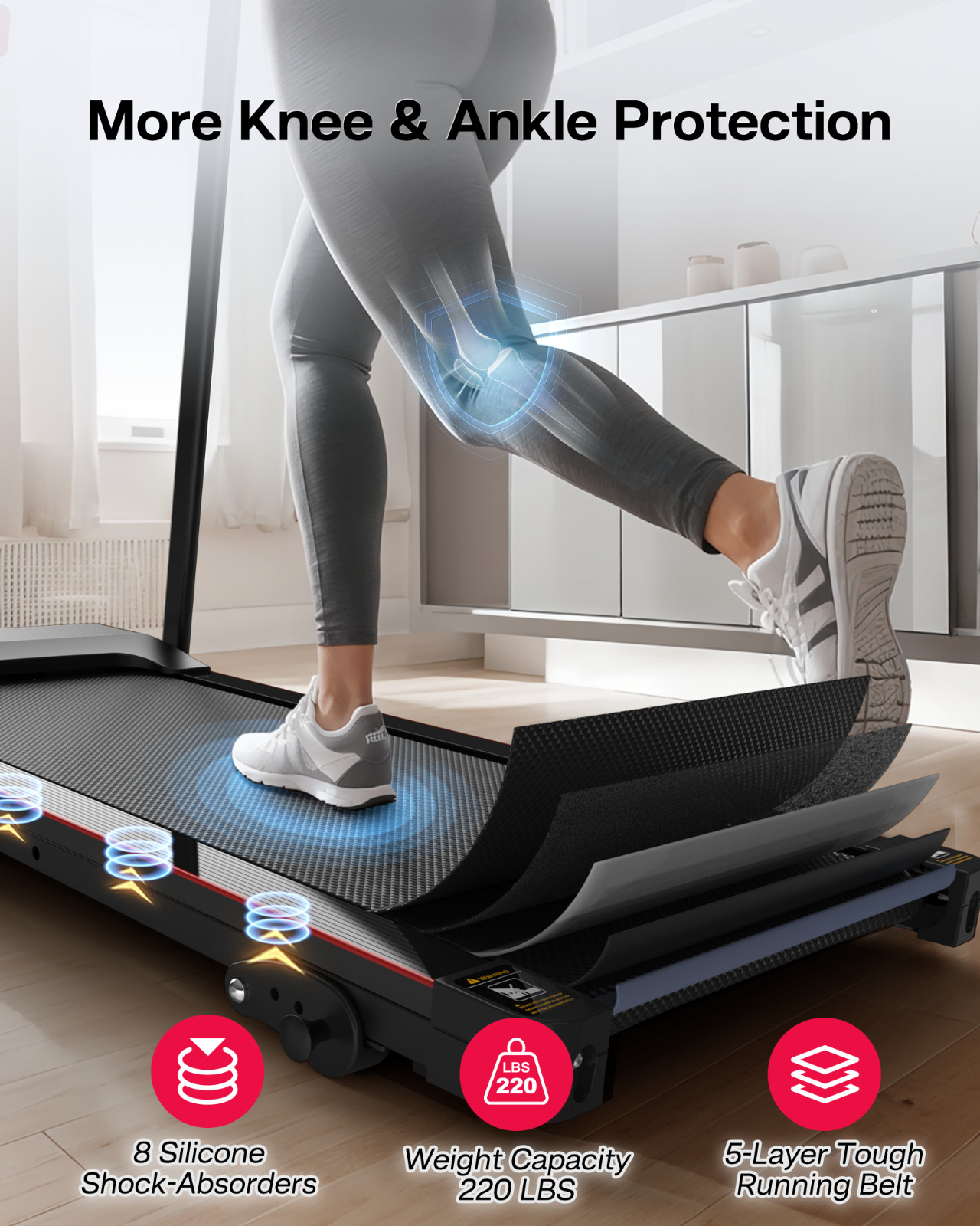 2.5 HP Foldable Treadmill for Home with Incline Electric Running Jogging Machine